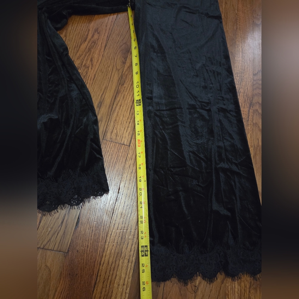 Boston Proper Wide Leg Velvet Pants With Lace Trim Size Small - Picture 10 of 10